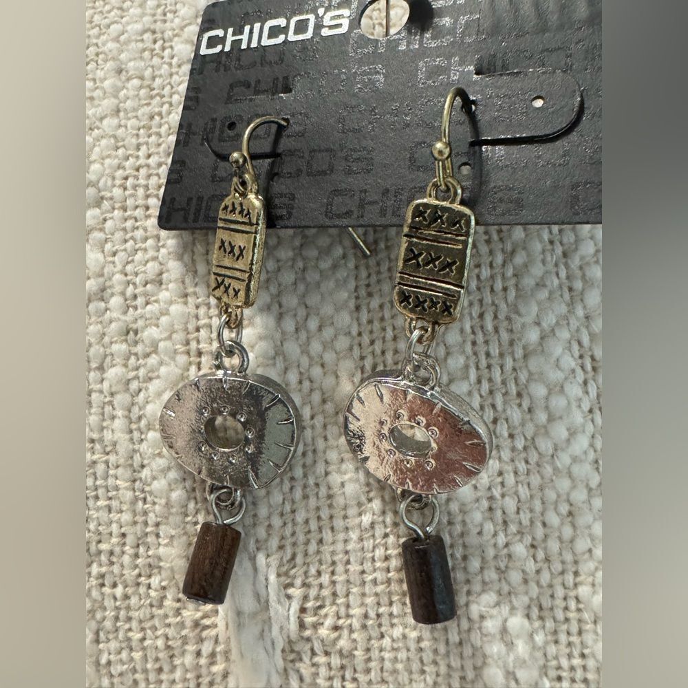 0246-Chico's Gold and‎ Silver Dangle Earrings